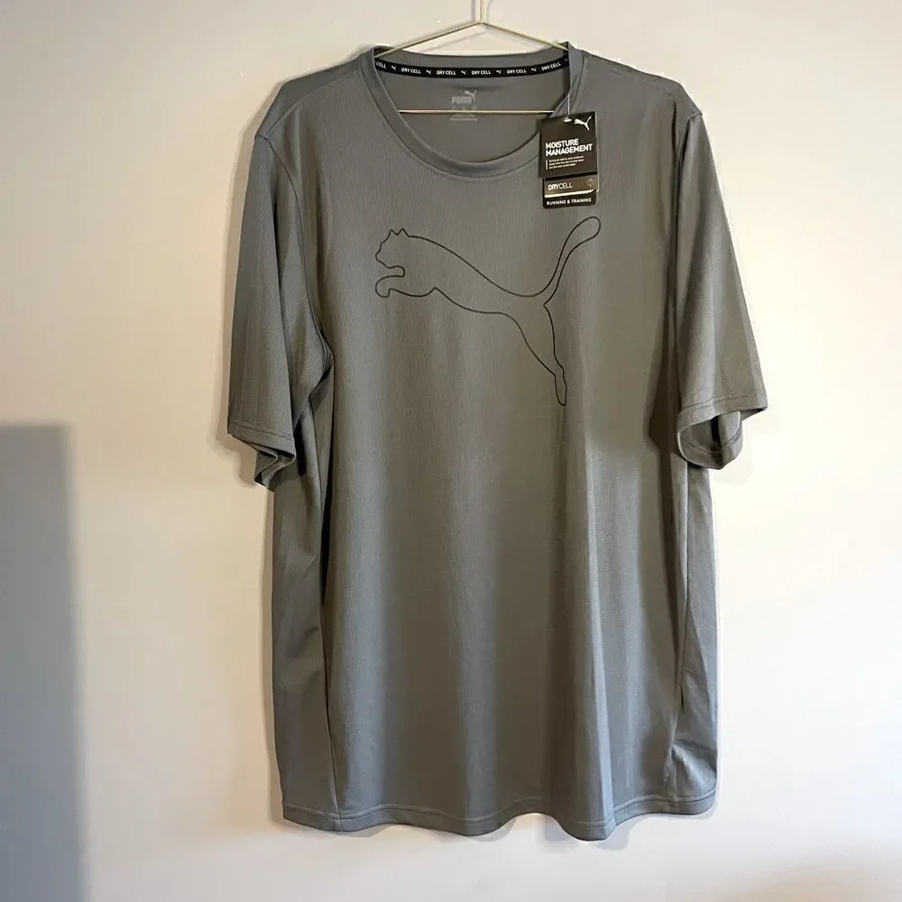 Puma Dry Cell Running & Training Gray Logo T-Shirt | SZ XXL